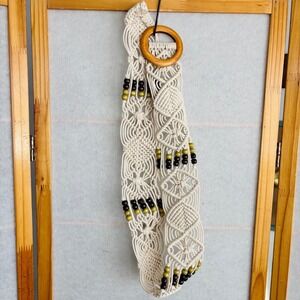 Boho Macrame Hippie Belt Crochet Beaded‎ Western Country Vintage 70s 80s